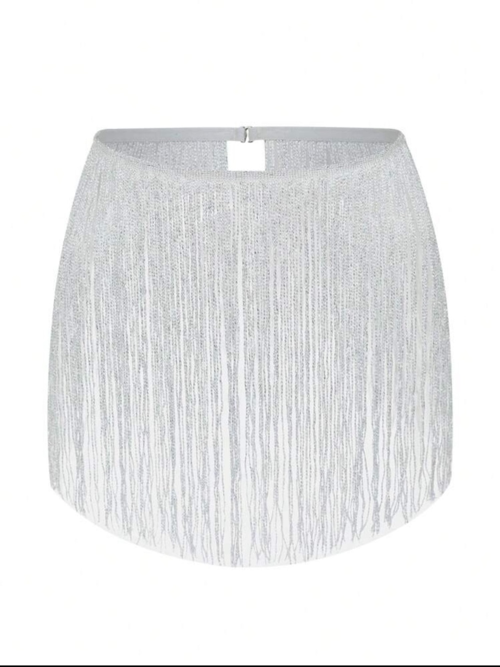 Silver Fringe Mini Skirt